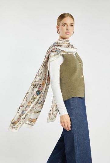 Szal w kwiatowo-roślinny wzór