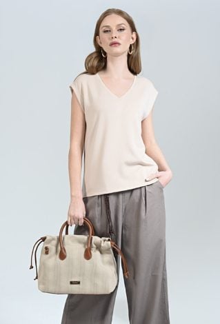 Bluzka z modalem w kolorze beżowym