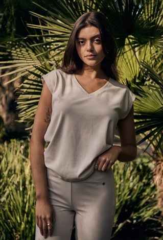 Bluzka z modalem w kolorze beżowym