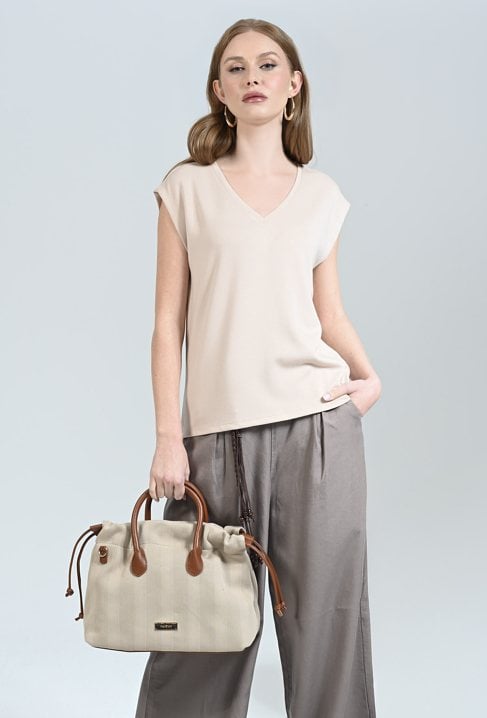 Bluzka z modalem w kolorze beżowym