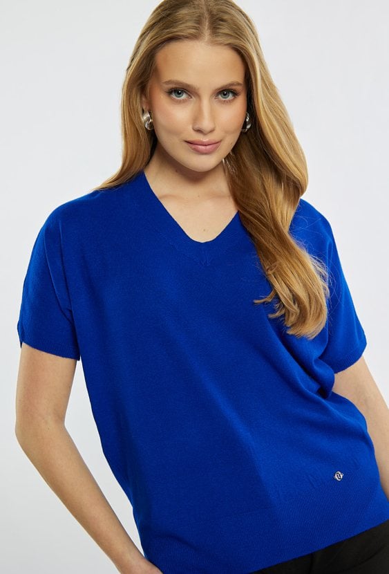 Sweter z dekoltem w serek