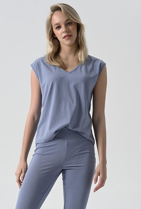 Bluzka z modalem w kolorze niebieskim