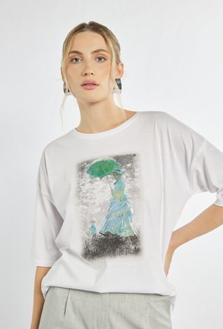 T-shirt z artystycznym nadrukiem z kolekcji 