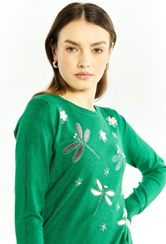 Sweter damski z aplikacjami