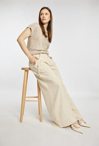 Szerokie spodnie z dodatkiem lnu