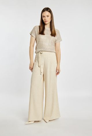 Szerokie spodnie z dodatkiem lnu