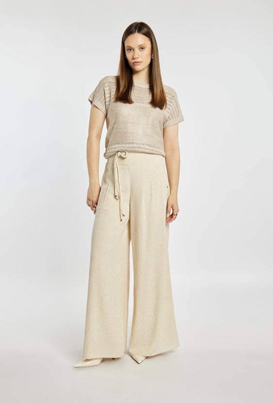 Szerokie spodnie z dodatkiem lnu