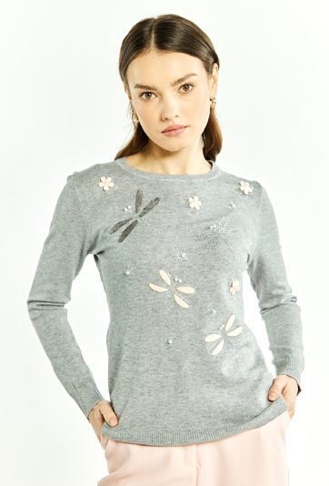 Sweter damski z aplikacjami