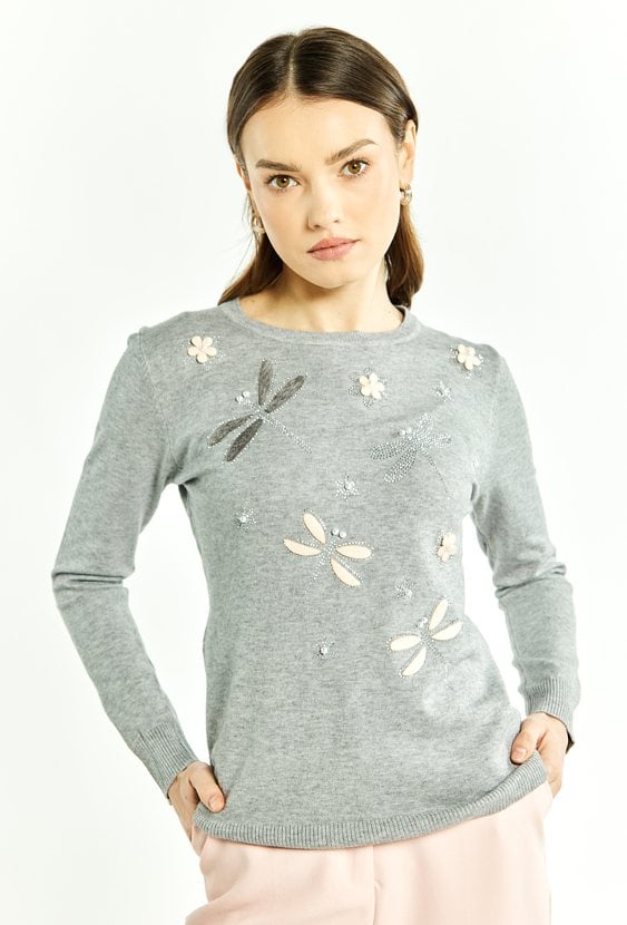 Sweter damski z aplikacjami