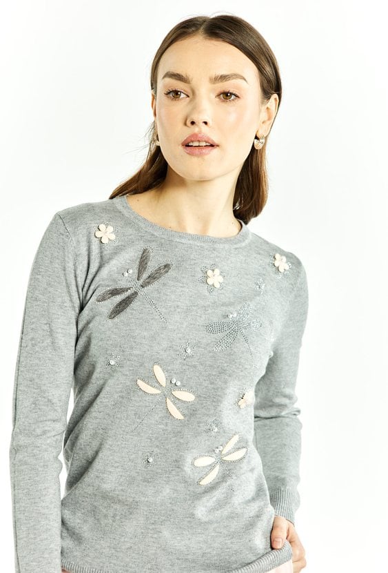 Sweter damski z aplikacjami