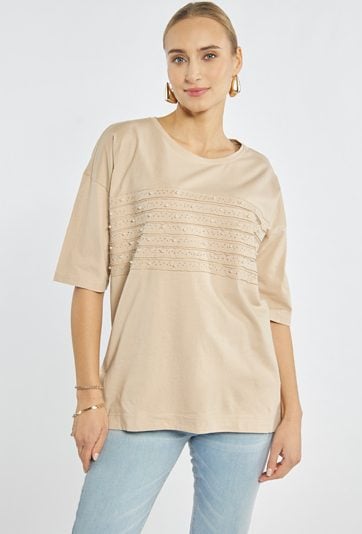 T-shirt z koralikami