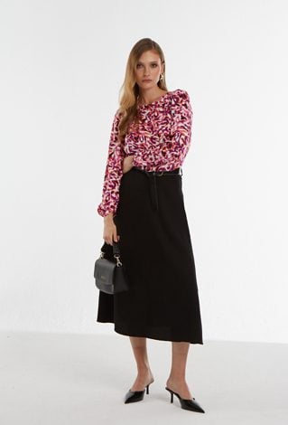 Satynowa bluzka w różowy wzór