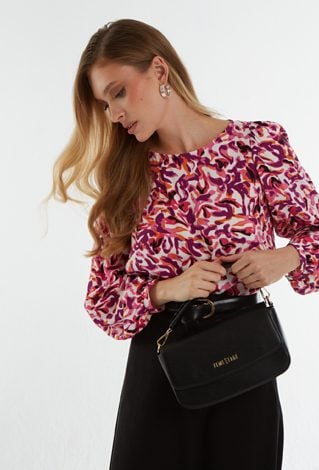 Satynowa bluzka w różowy wzór