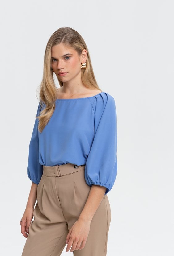 Gładka bluzka z rękawem 3/4