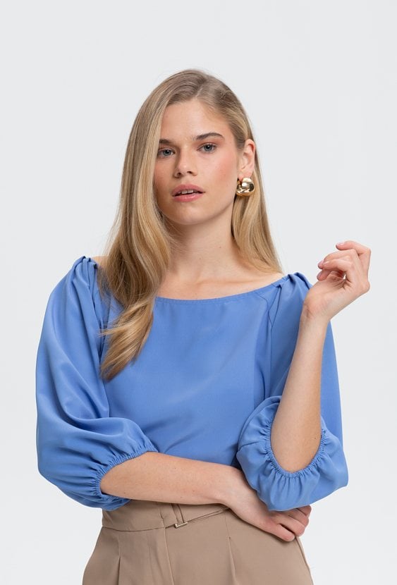 Gładka bluzka z rękawem 3/4