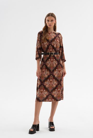 Wzorzysta sukienka damska z wiskozy