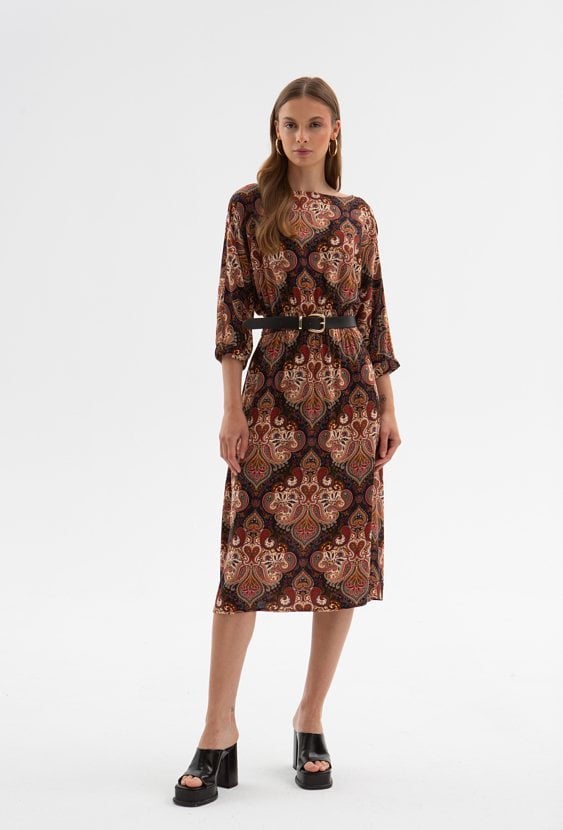 Wzorzysta sukienka damska z wiskozy