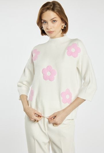 Sweter damski z kwiatowym wzorem