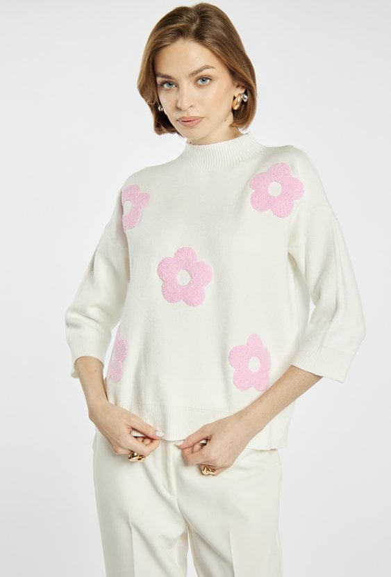 Sweter damski z kwiatowym wzorem