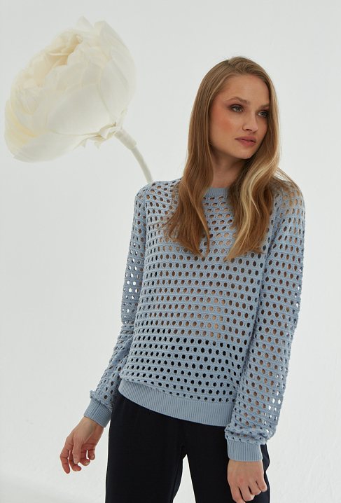 Ażurowy kardigan w kolorze niebieskim