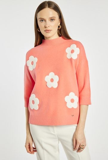 Sweter damski z kwiatowym wzorem