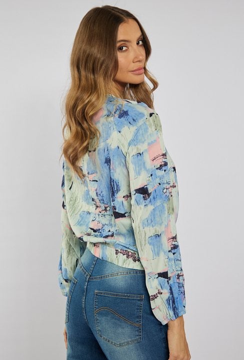 Wielobarwna bluzka z długim rękawem