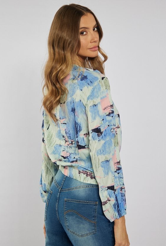 Wielobarwna bluzka z długim rękawem