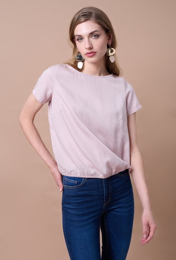 Bluzka z lyocellu z krótkim rękawem