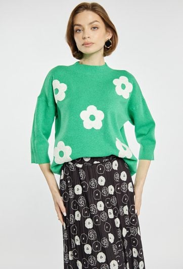 Sweter damski z kwiatowym wzorem
