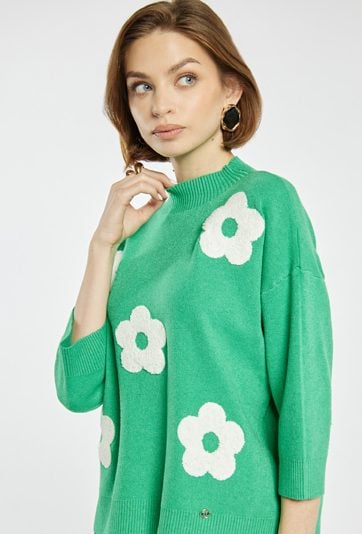 Sweter damski z kwiatowym wzorem