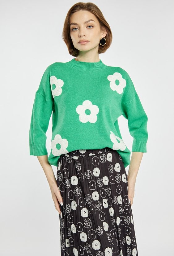 Sweter damski z kwiatowym wzorem