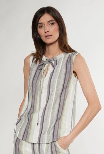 Bluzka damska z ozdobnym wiązaniem przy dekolcie