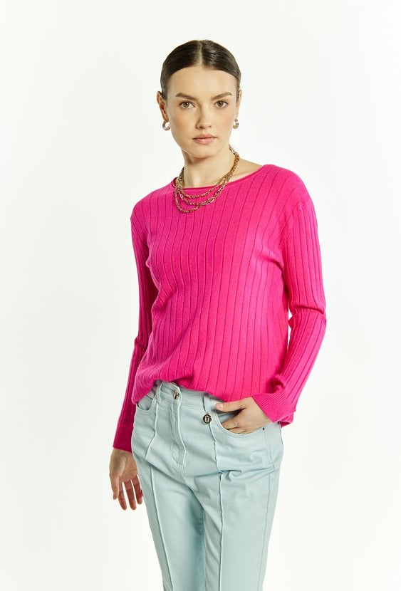 Prążkowany sweter damski