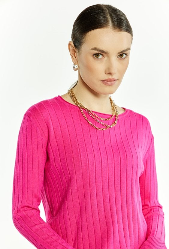 Prążkowany sweter damski