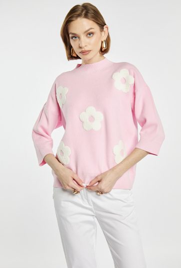 Sweter damski z kwiatowym wzorem