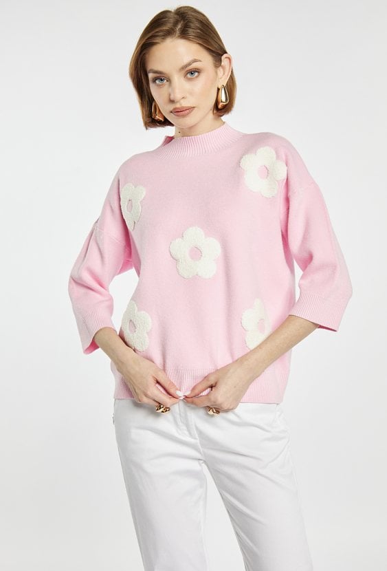 Sweter damski z kwiatowym wzorem