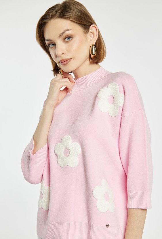 Sweter damski z kwiatowym wzorem