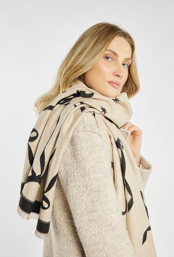 Dwustronny szalik z frędzlami