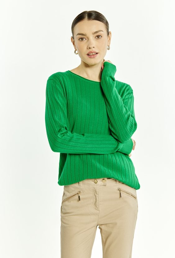 Prążkowany sweter damski