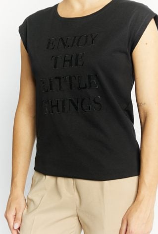 Bawełniany T-shirt z dżetowym napisem