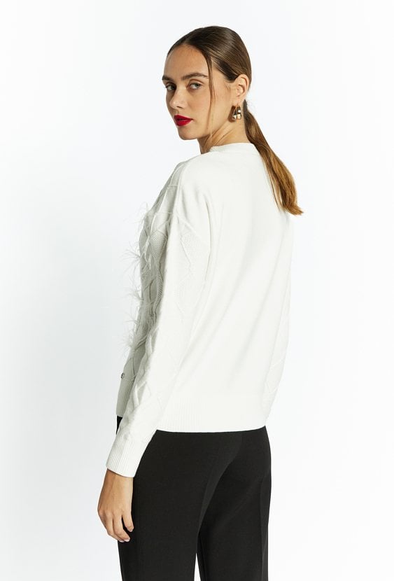 Sweter damski z piórkami