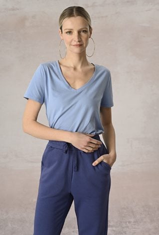 Gładki t-shirt w korze niebieskim