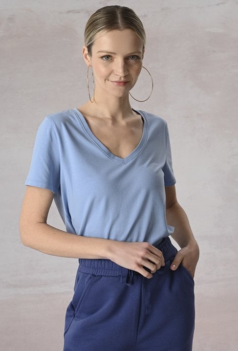 Gładki t-shirt w korze niebieskim