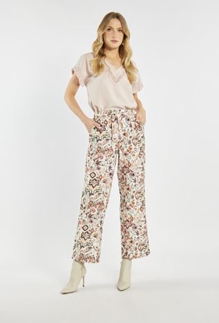 Wzorzyste spodnie z wiązaniem