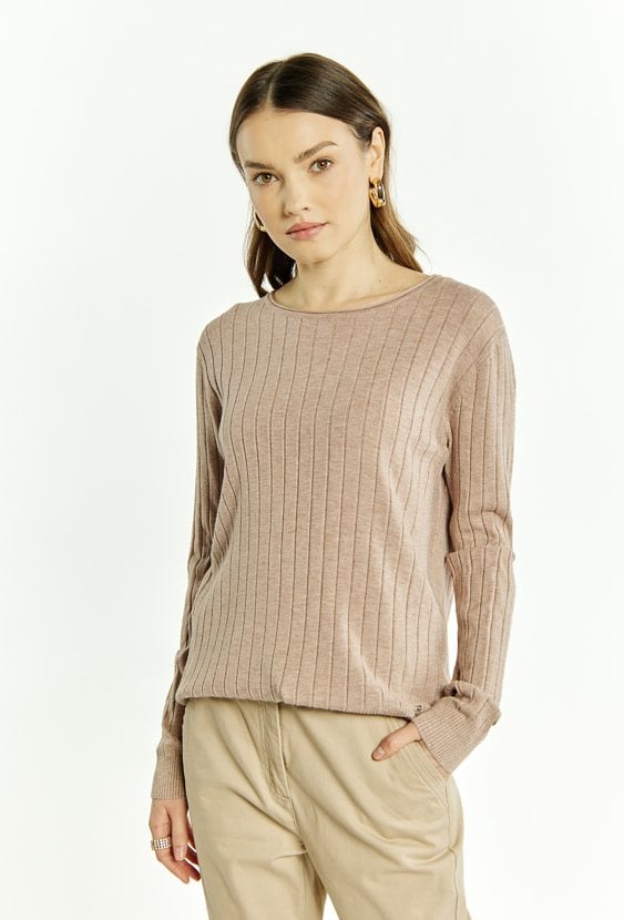 Prążkowany sweter damski