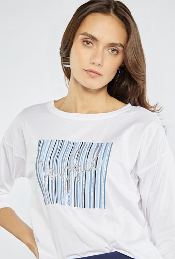 Bluzka z połyskującym napisem