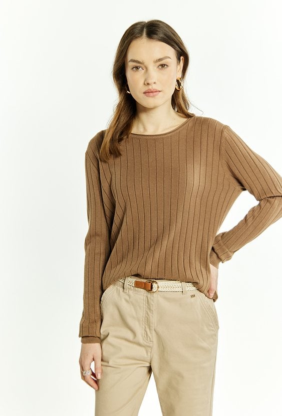 Prążkowany sweter damski