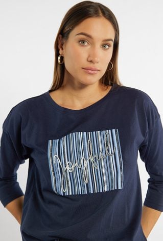 Bluzka z połyskującym napisem