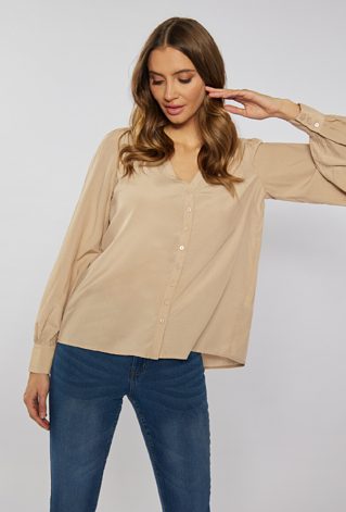 Koszulowa bluzka z dekoltem w literę V