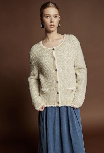 Elegancki, rozpinany sweter